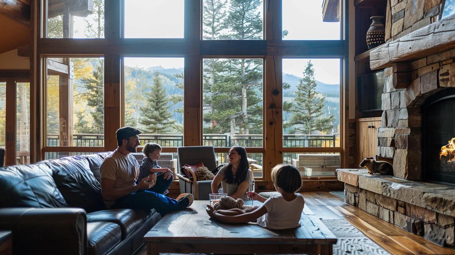 A happy family in colorado in a nice mountain home