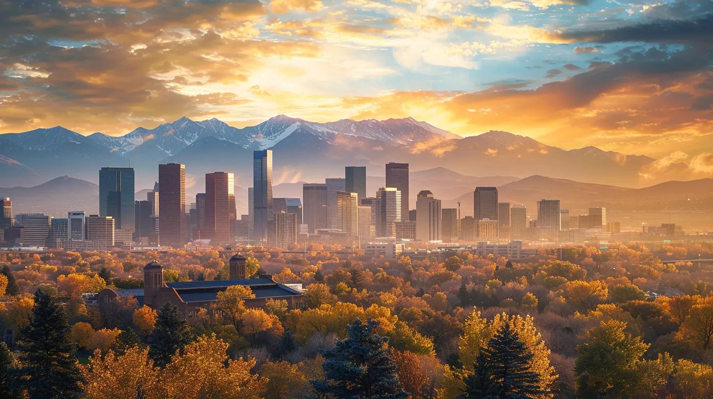 Denver skyline with the rocky mountains in the background